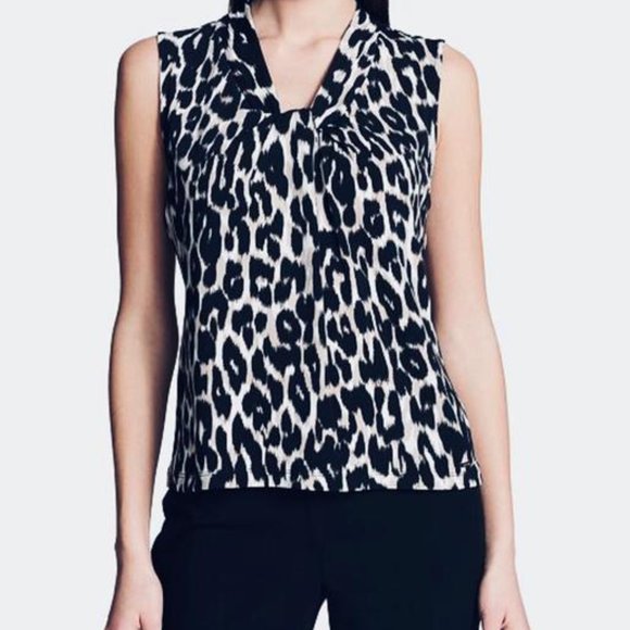 Calvin Klein Black and White Animal Print Blouse - Picture 4 of 4